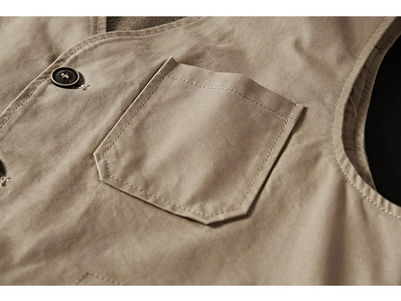 Men's Plus Size Cotton V-Neck Fishing Vest – Middle-Aged & Elderly Casual Sleeveless Jacket