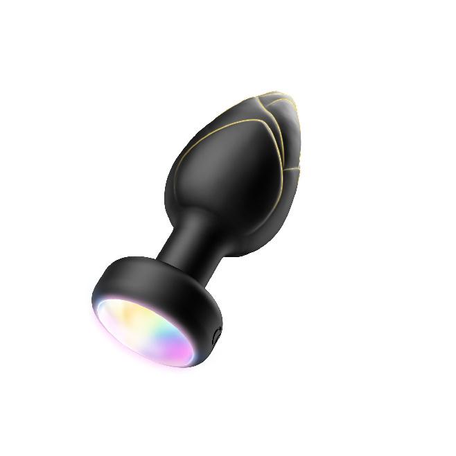 Rechargeable Remote Control Anal Plug with 10 Vibration Patterns & RGB Light Shows for Men and Women - Hands-Free Solo or Couples Play
