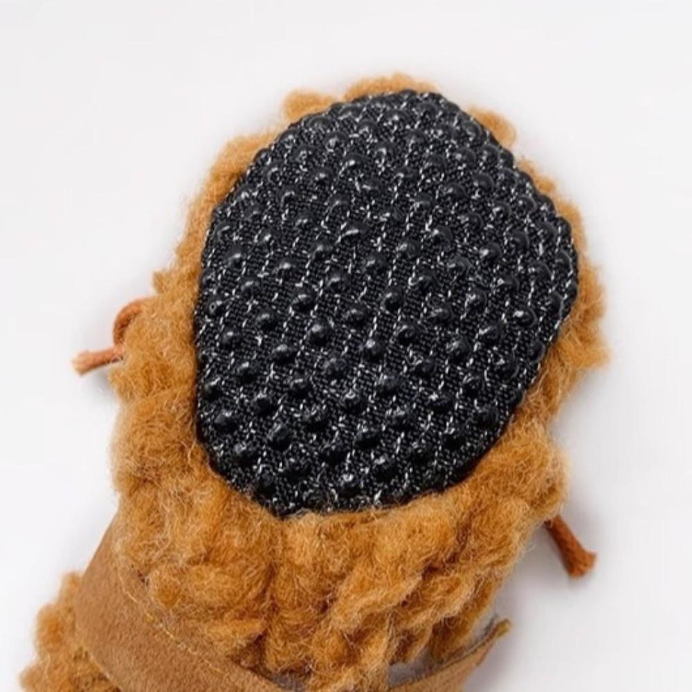 4pcs/set Cozy Thickened Pet Snow Boots Plush Warm Winter Dog Boots Wear-Resistant Anti Fouling Dog Foot Cover Activities