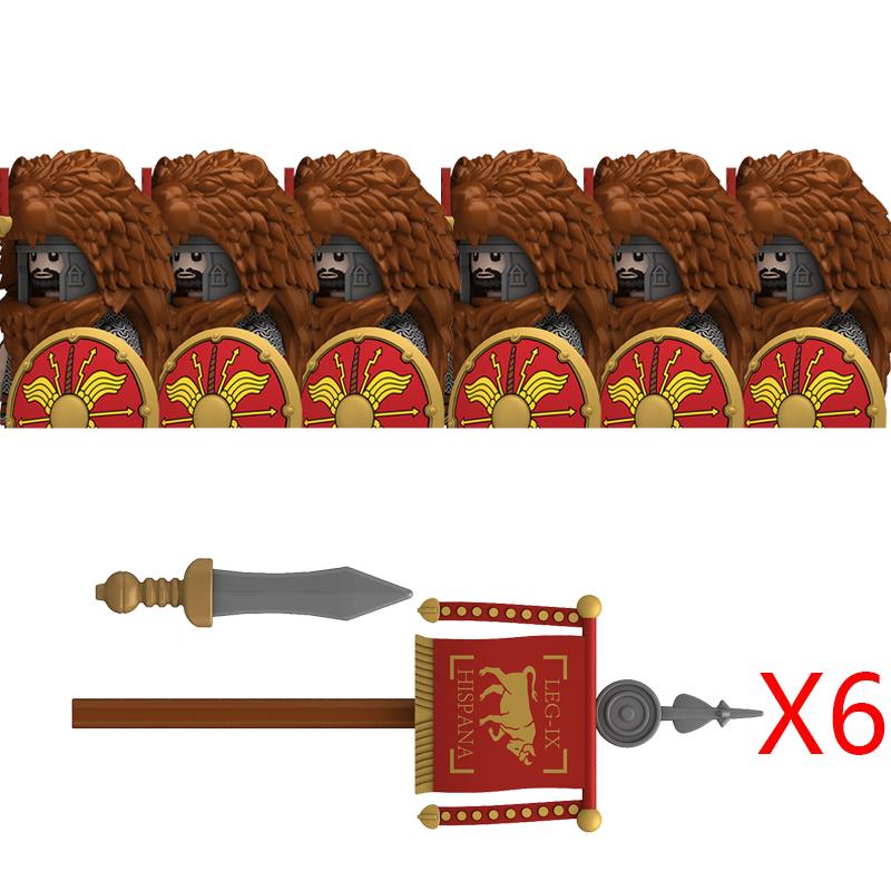 Middle Roman Series Building Blocks Castle Medieval Military Knight Soldier Figures Legion Army Warrior Shield Bricks Toys Gifts