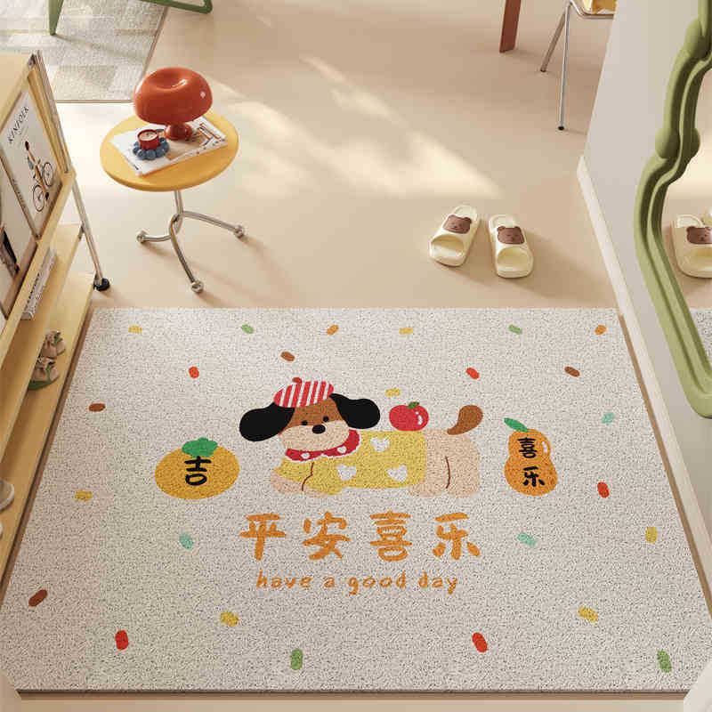 Cartoon Graffiti Home Floor Mat Household Scraping Mud Rubbing Soil Dirt-Resistant Foot Mat Entrance Easy To Take Care Of Silk Ring Floor Mat