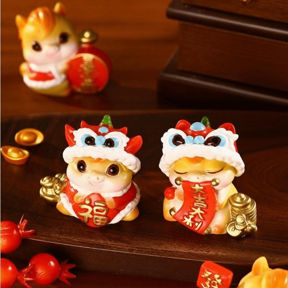Cartoon Horse Figurine Resin Zodiac Ornaments Vivid New Year Mascot Miniature Office