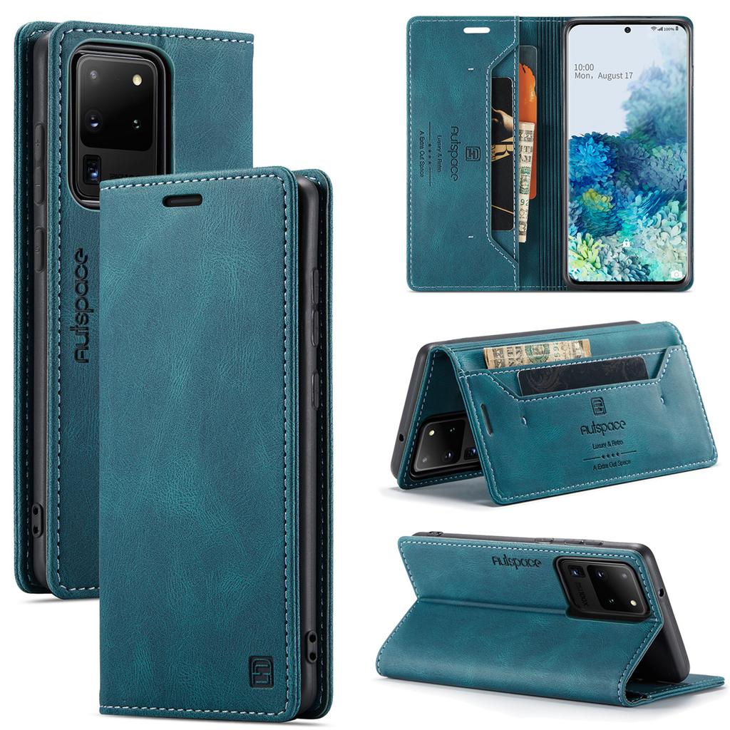 Premium Vintage Leather Wallet Case for Samsung Galaxy S20 Ultra - Flip Cover with Card Slots, Shockproof Retro Style (4 Colors)