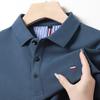Men's Long Sleeve Turn-Down Collar Polo with Casual Embroidery