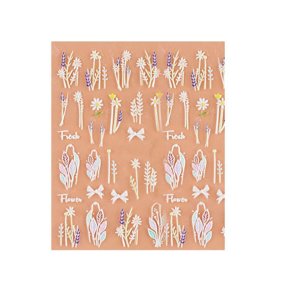 1 Sheet Nail Art Sticker Exquisite DIY Various Styles Beautiful 5D Flowers Double Color Love Heart for Salon