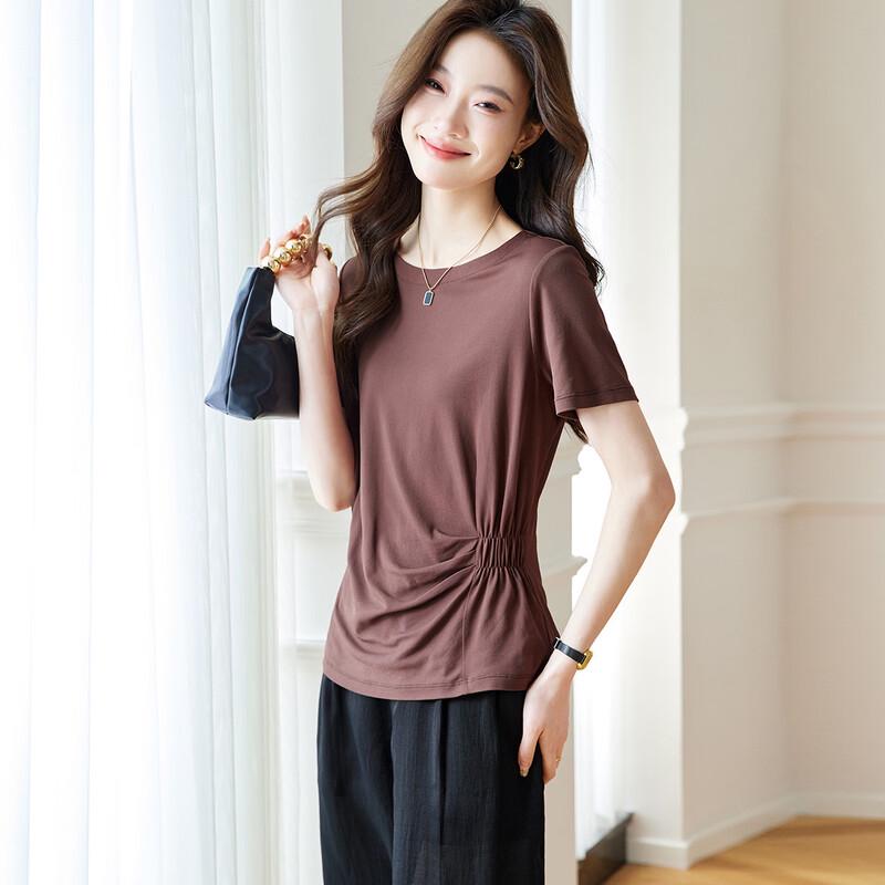Srcr Women's Twisted Silk Waist-Cinching Short-Sleeve Top