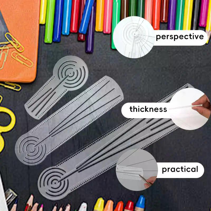 1/2 Pezzi Modello Multifunzione per Disegno Mandala Righello Acrilico per Disegno Strumento Trasparente per Disegno di Archi Circolari e Linee Retta
