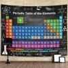 Tapestry z Tablicą Mendelejewa w Stylu Tablicy Szkolnej, Żywy Schemat Chemiczny z Ikonami Laboratoryjnymi i Wzorami Naukowymi, Dekoracja Ścienna Nauka