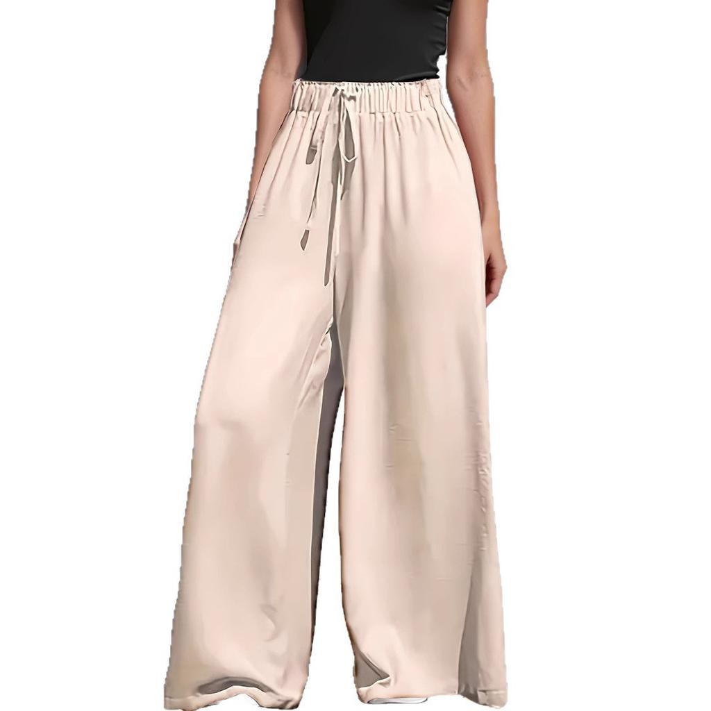 Large-sized Women's Wide-leg Loose Drawstring Casual and Fashionable Trousers