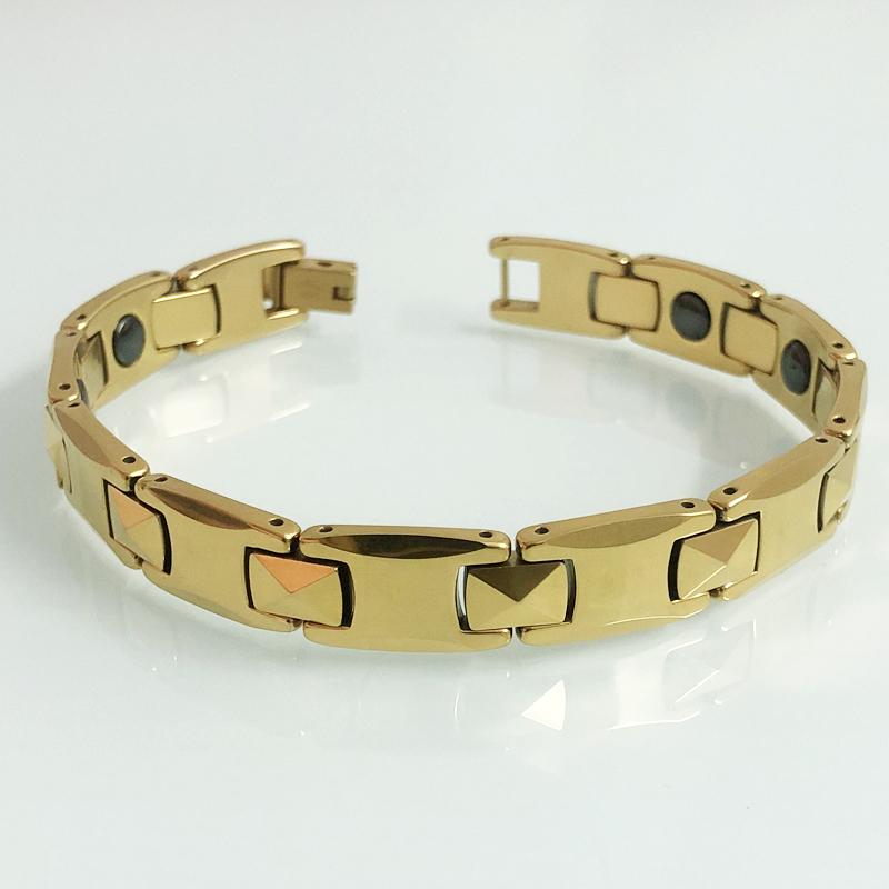 Luxury Man Bracelet Gold Color Heavy Tungsten Steel Jewelry Trendy Friendship Health Magnetic Men's Bracelets Armband Heren