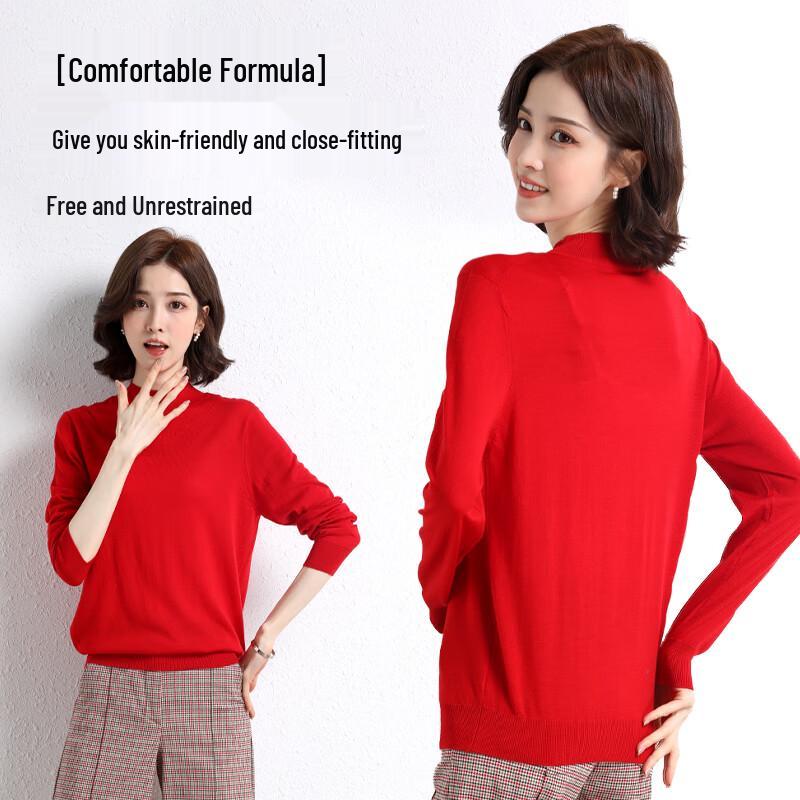 Hengyuanxiang Women's Fine Wool Pullover Base Layer Sweater