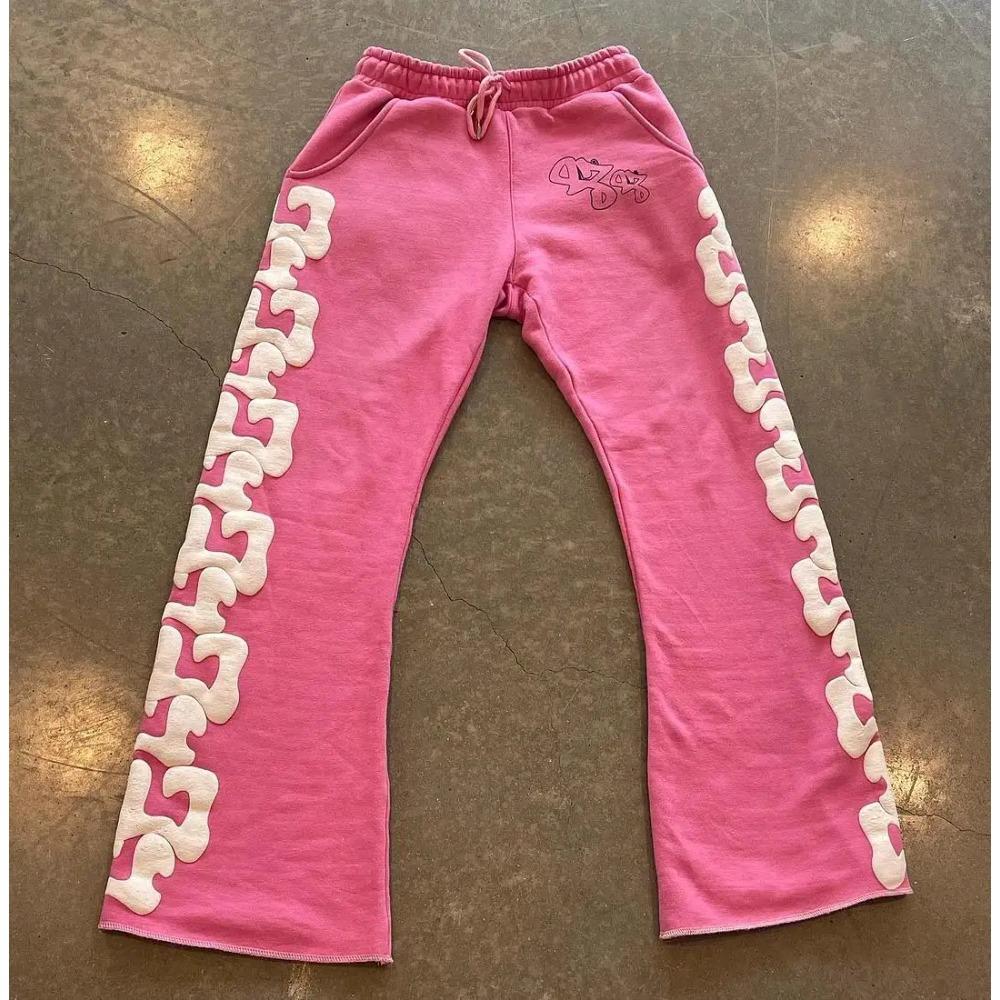 RogueWave American Harajuku Letter Print Straight Trousers Hip-hop Letters Winter Thickened Loose Y2k Casual Pants Sweatpants Women Men