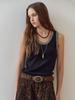 MAXZA Metallic Thread Contrast Line U-Neck Sleeveless Knit