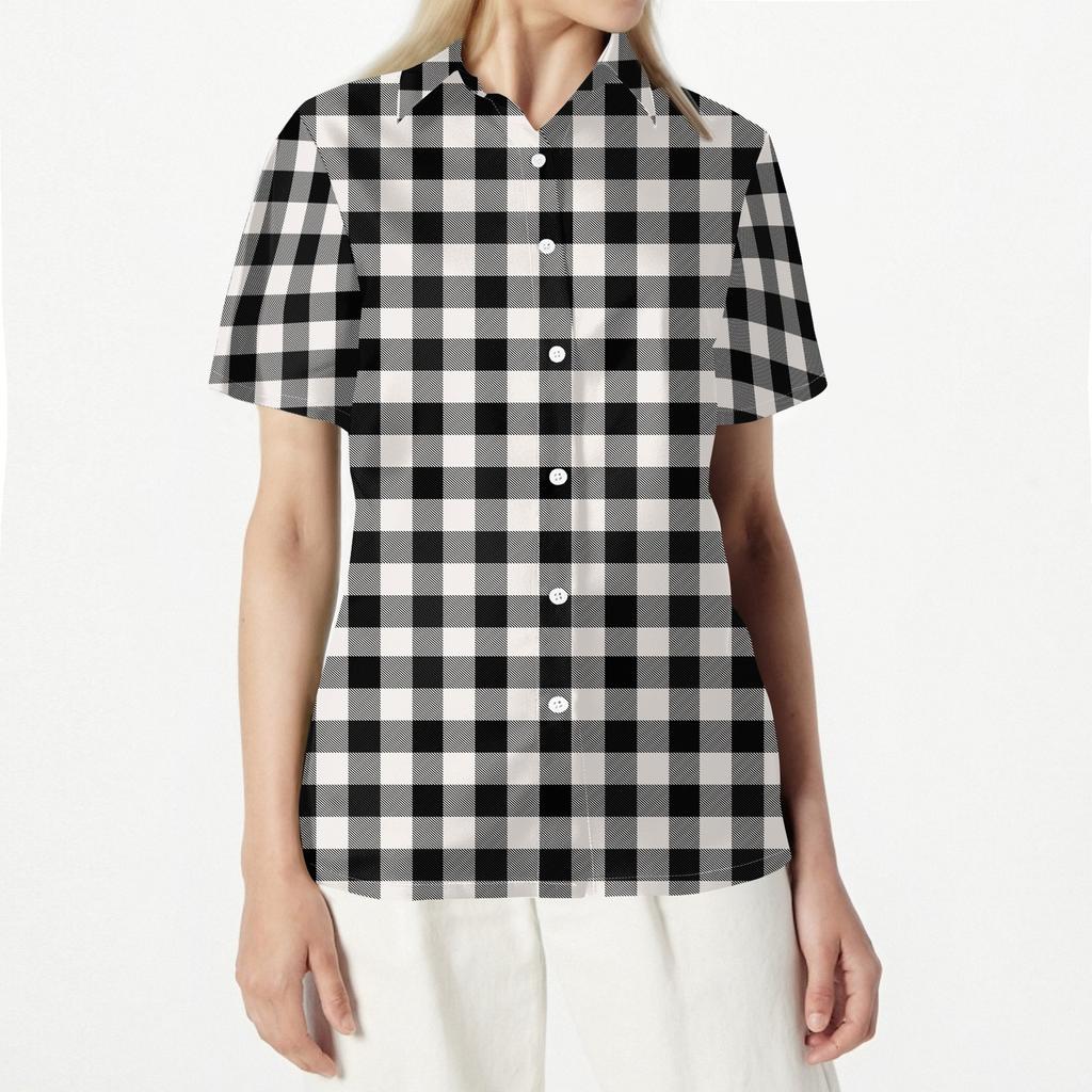Women's Casual Short Sleeve Button Down Shirt, Loose Fit Relaxed Blouse for Everyday Wear