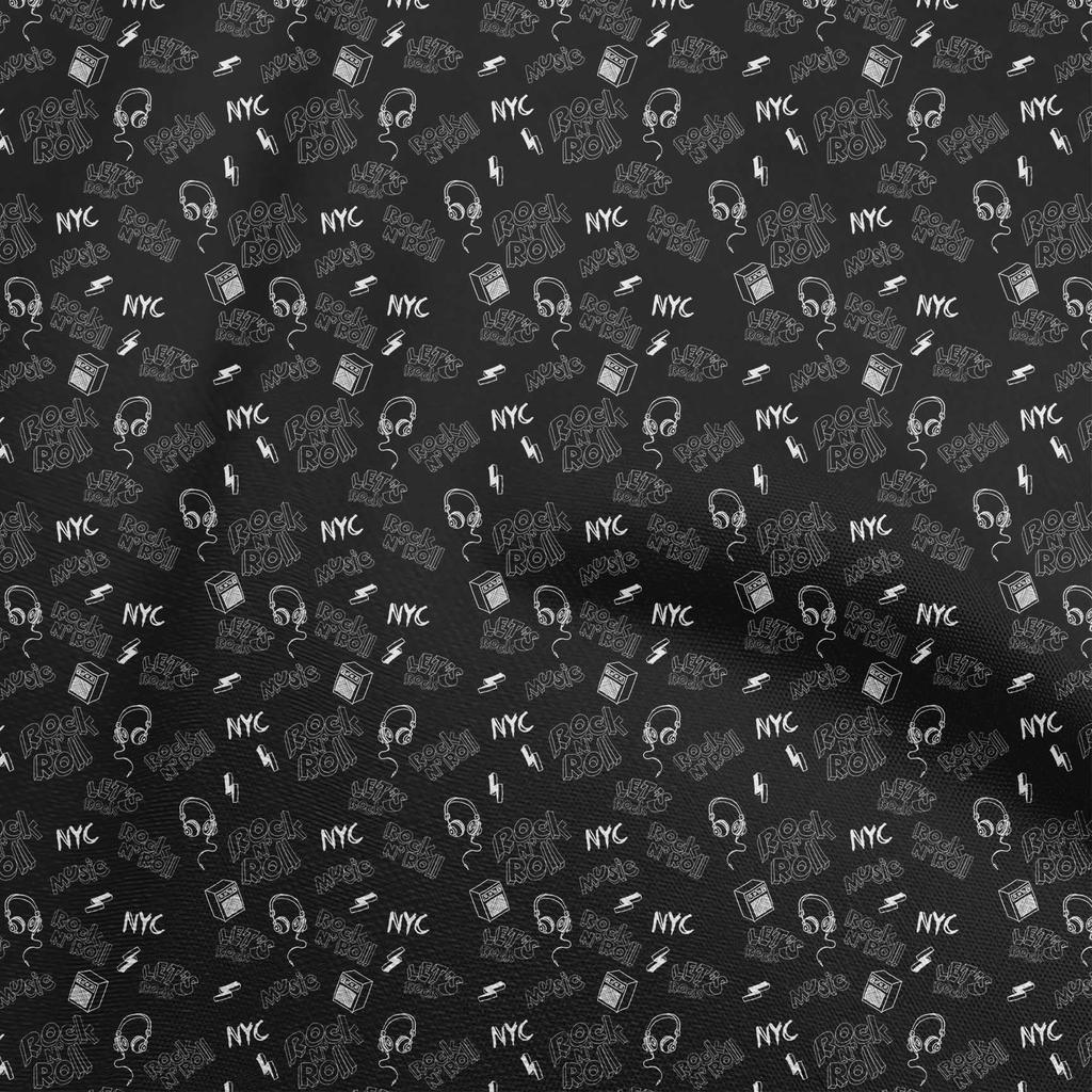 oneOone Cotton Flex Blue Fabric Rock Music Quilting Supplies Print Sewing Fabric By The Yard 40 Inch