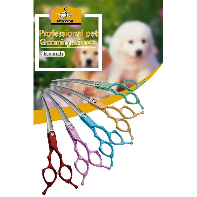 6.5INCHlightweight and curved color pet grooming scissor set, straight , fine-tooth , fishbone , trimming hair of cats and dogs