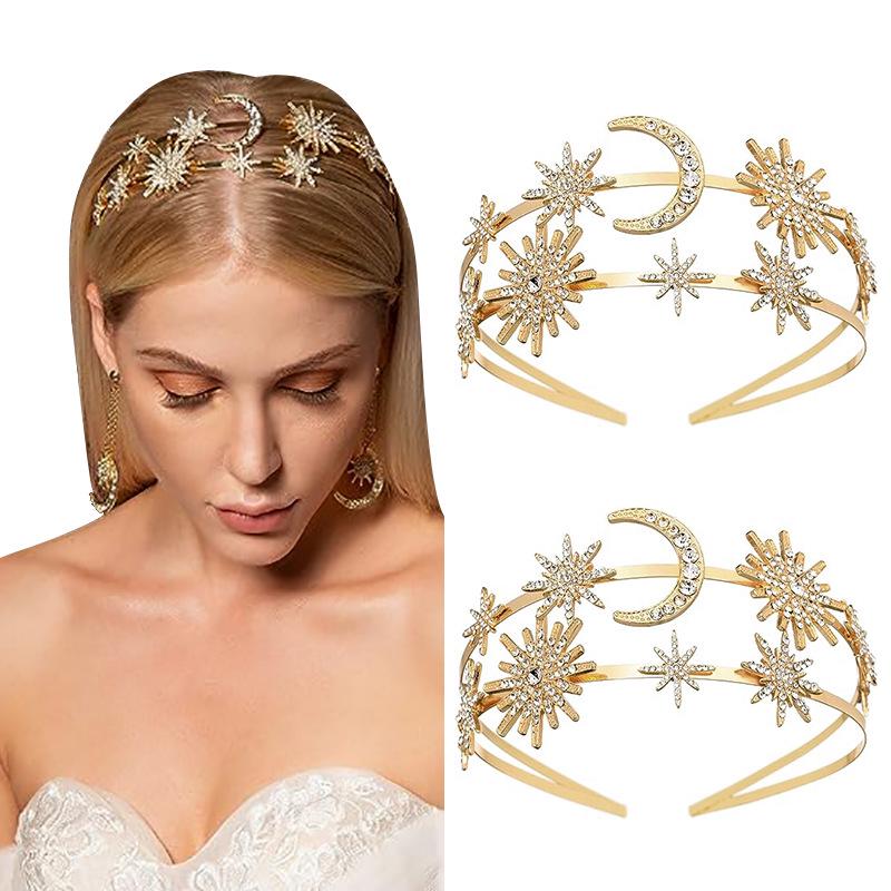 Exquisite Double Layer Rhinestone Star Bridal Headpiece & Party Hairband