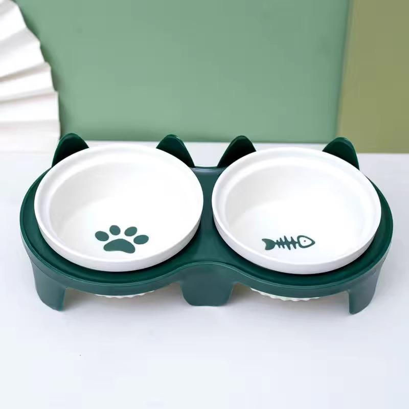 Ceramic Cat Bowl, Cat Food Bowl, Pet Bowl, Dog Bowl, Pet Feeding Bowl with an Inclined Mouth To Protect the Cervical Spine and Prevent Tipping,