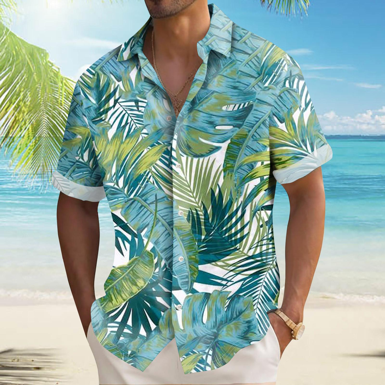 

Гавайская рубашка для мужчин, мужские винтажные рубашки для боулинга на пуговицах, летняя пляжная рубашка с коротким рукавом M