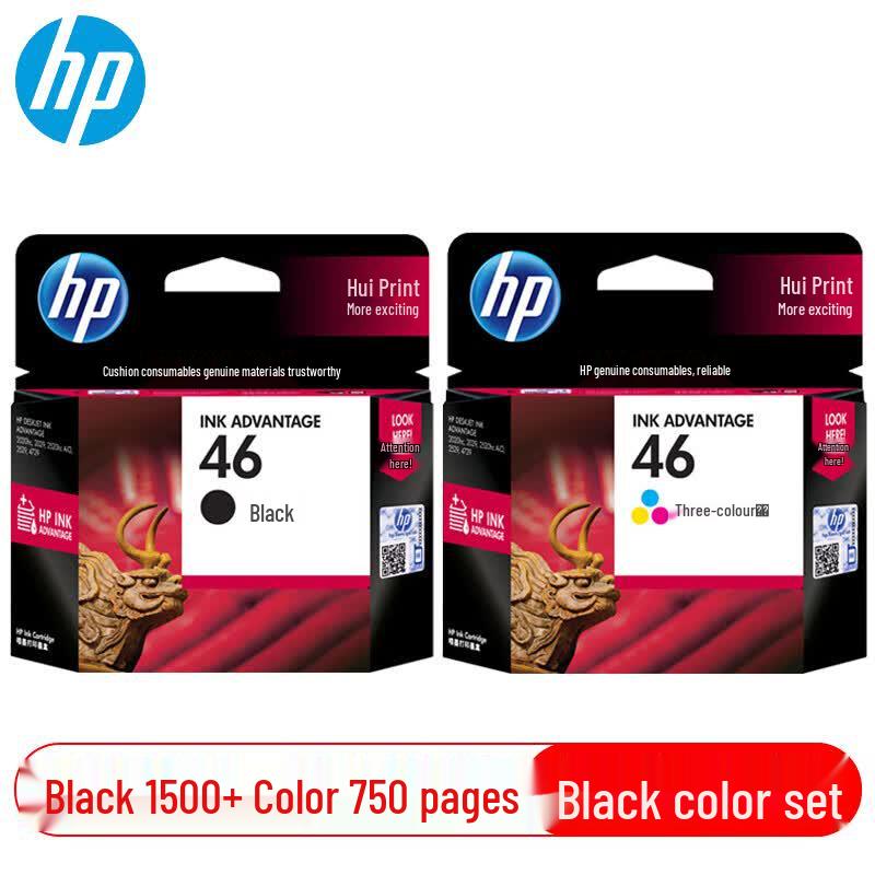 HP Original 46 Schwarz & Farbe Tintenpatronen-Set