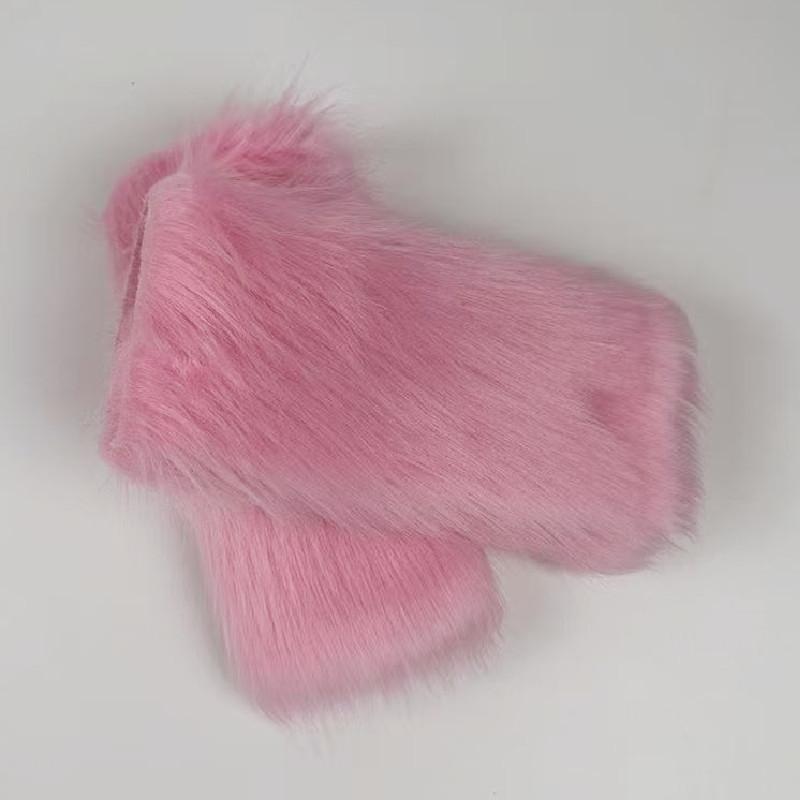 Faux Fox Fur Cuffs Women Winter Warm Plush Wristbands Arm Sleeves Detachable Furry Cuffs For Stage Show Costume Accessories