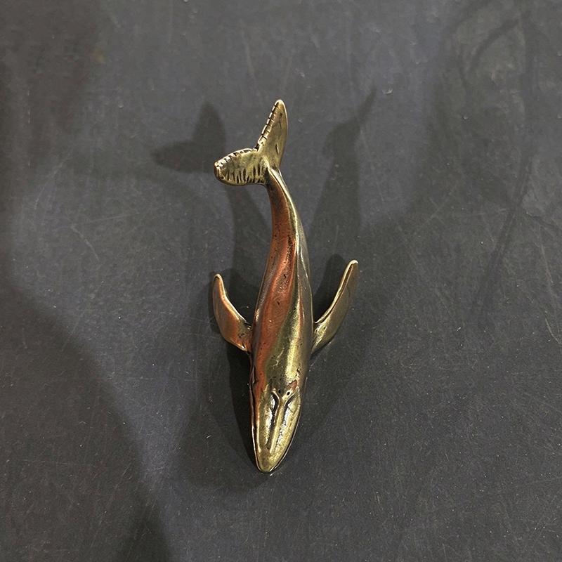 New Solid Brass Whale Figurines Vintage Sea Animal Small Statue Desktop Ornaments Office Decorations Crafts Accessories