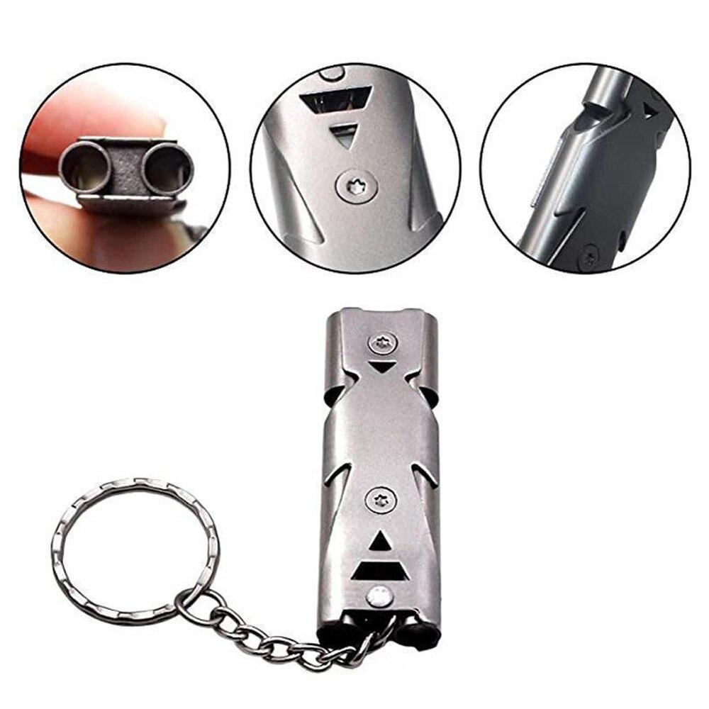 Double Pipe Whistle Pendant Nøkkelring Høy desibel Bærbar Outdoor Survival Emergency Camping Tool Multifunction Whistle 1PC