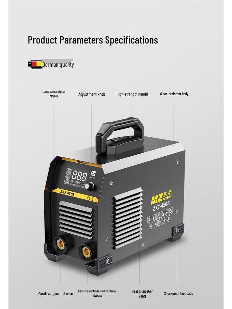 Dual Voltage 220V/380V German Electric Welder, 315A Full Copper, Portable DC Machine for Household and Construction Use.