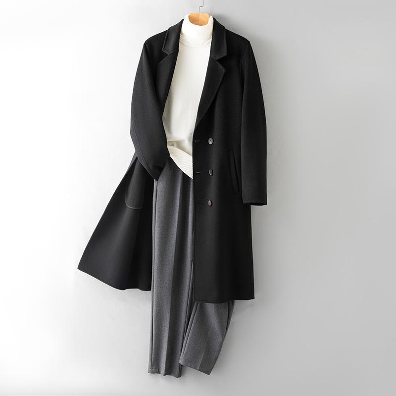 New 100% Cashmere Double-sided Woolen Coat, High-end Woolen Coat, Men's High-end Over-the-knee Cashmere Coat