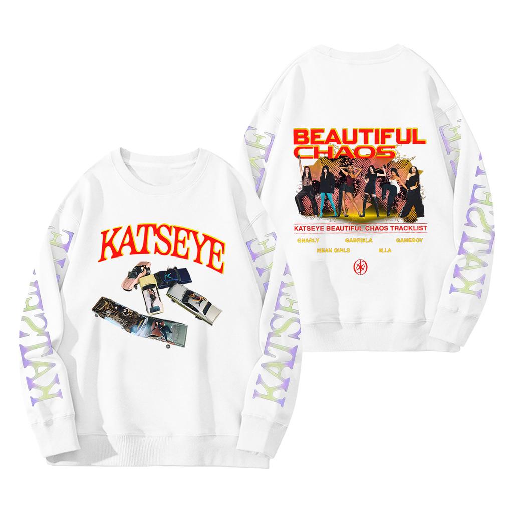 Damenmode Langarm Print Rundhals Lockerer Pullover Sweater Top