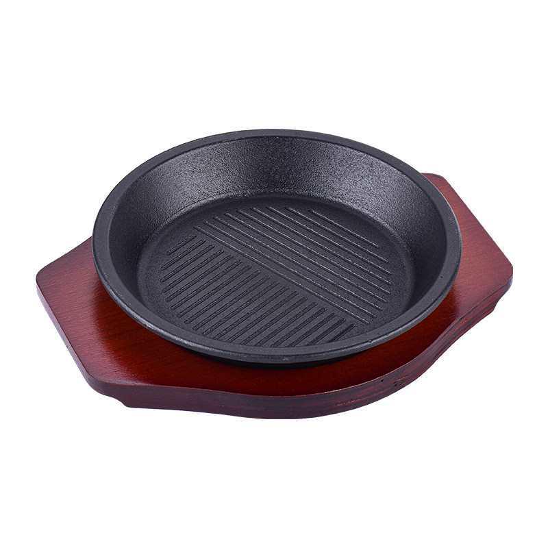 Cast Iron Rectangular Teppanyaki Barbecue Plate for Steak, Fish, and More