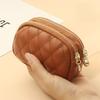 New PU Leather Rhombus Small Wallet Mini Coin Change Bag Double Zipper Storage Change Bag