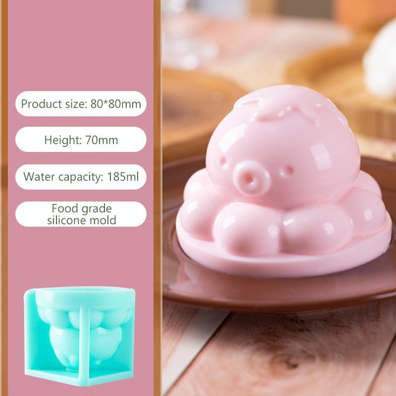Lucky Pig Milk Pudding Silicone Mold Custard Mold Cute Cartoon Jelly Cake Cake Mold Cake Decoration Baking Bakery Tool