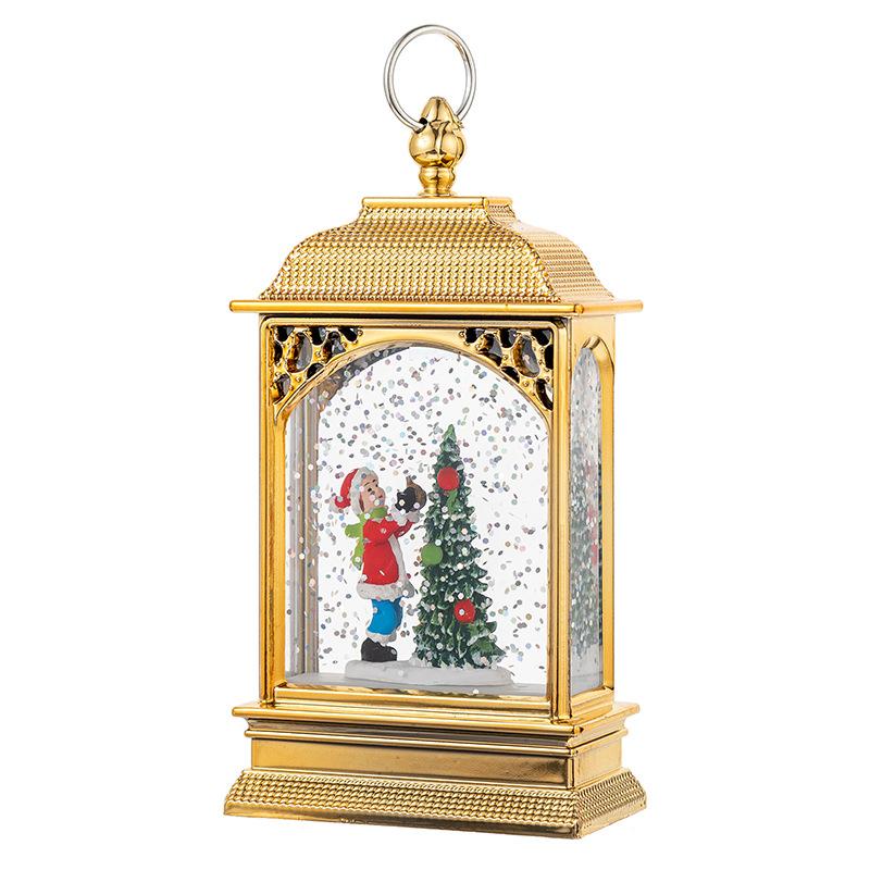 Christmas Decoration Glowing Santa Claus Interior Water-filled Flat Wind Lantern Desktop Ornaments Snowman Christmas Decoration Christmas