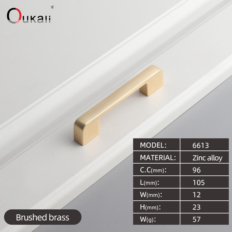 Oukali  New Design Zinc Alloy Pulls 96 128 192mm Home Furniture Hardware Kitchen Cabinet Dresser Drawer Door Pull Handles