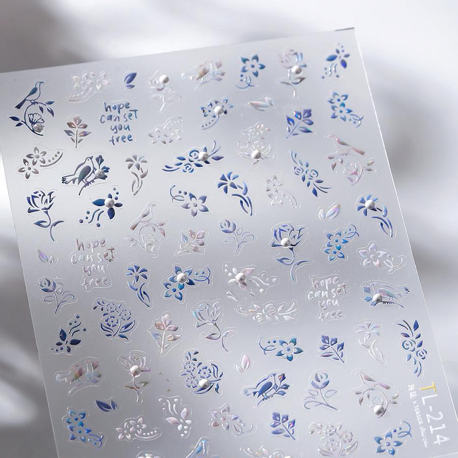 

TENSOR Blue Pattern Self-Adhesive Nail Stickers - Hot Stamping Series TL-214