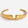 Design sense Minimalist style 18K gold, hammer U-shaped concave opening bracelet does not fade jewelry