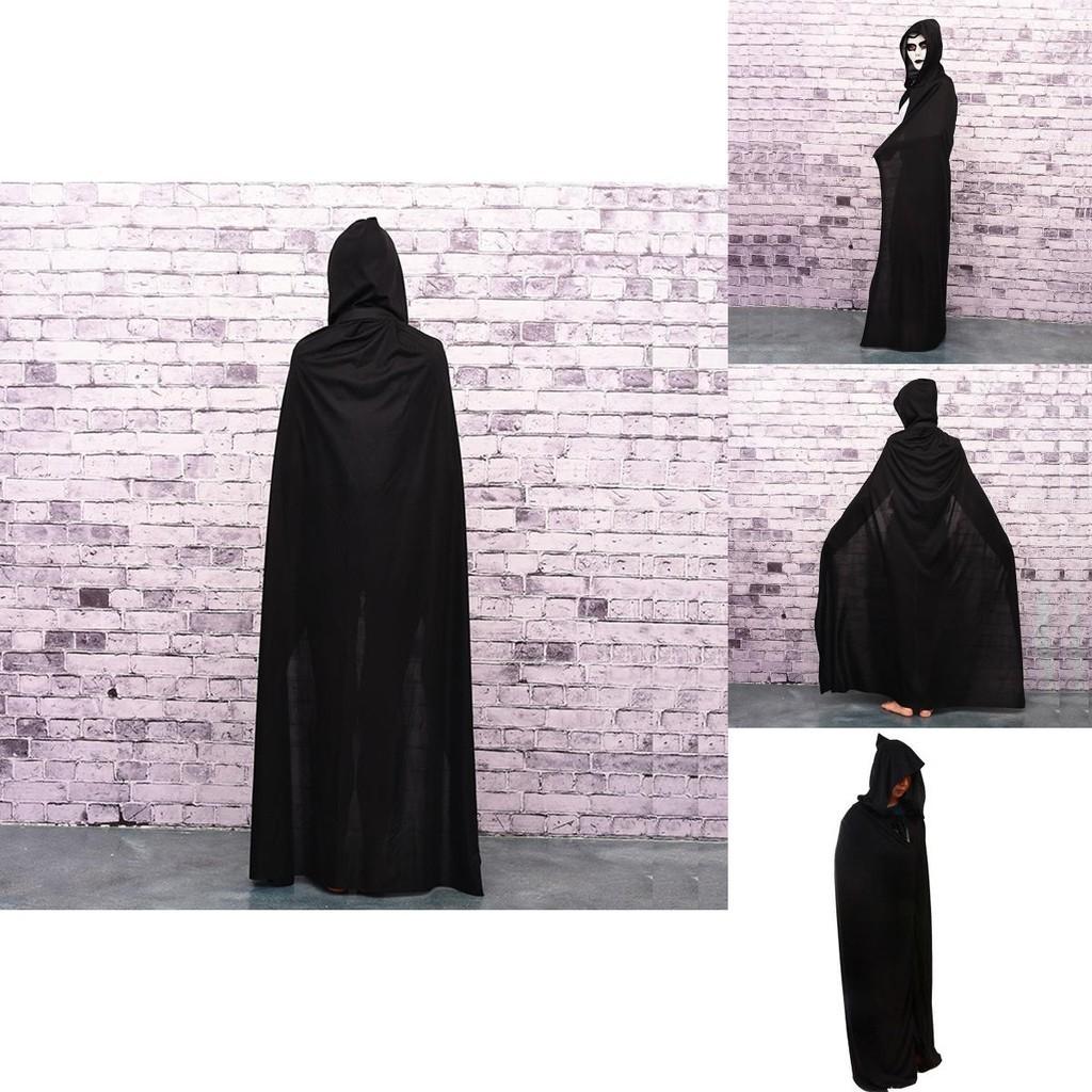 Halloween Cloak Cosplay Grim Reaper Vampire Witch Wizard Robe Party Adult Children Hooded Black Cloak Cape