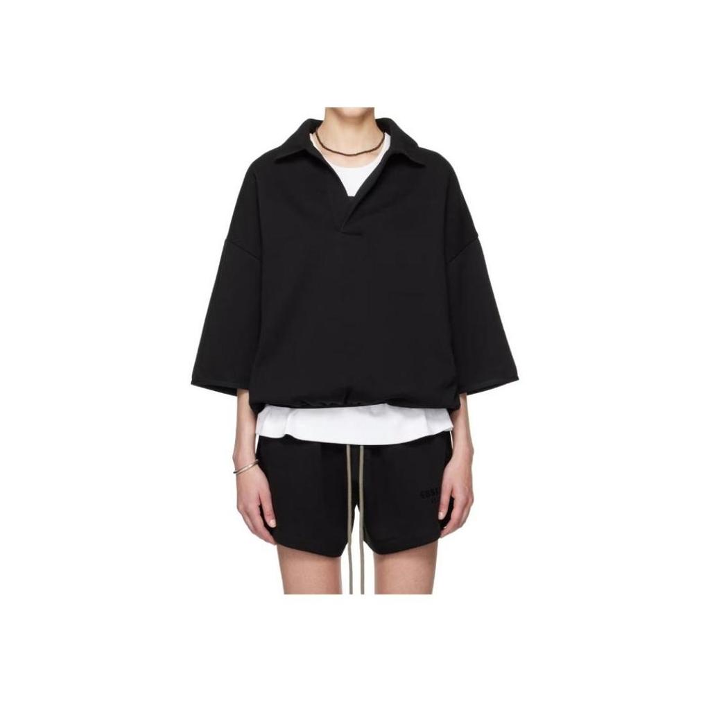 Fear of God Essentials SS24 3/4 Sleeve Polo Shirt Black Men 192SU244400F