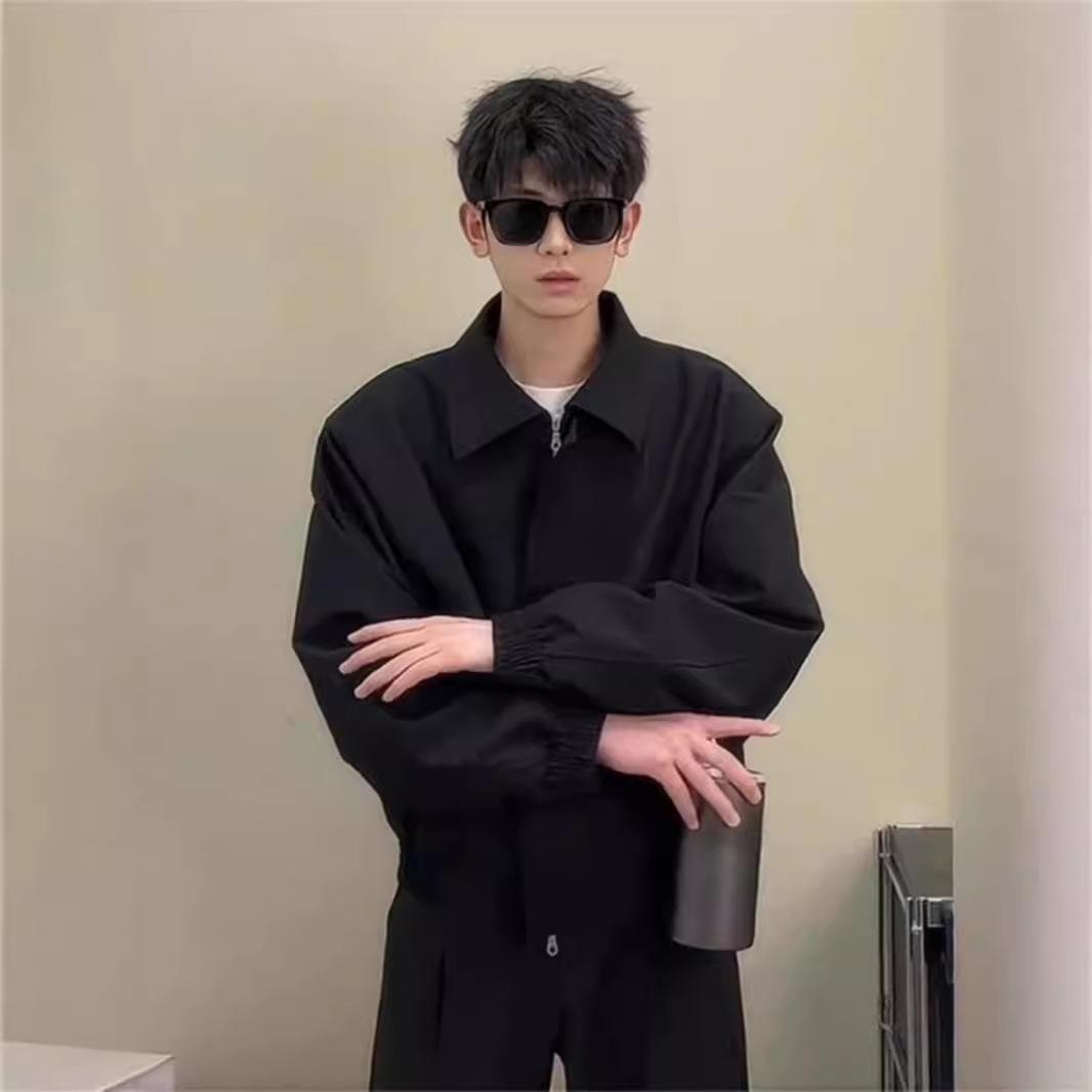 

Американская мужская куртка-бомбер на весну и осень - Модная, свободного кроя, в стиле бейсбола хай-стрит M чёрный