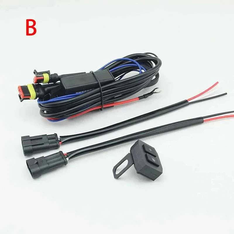 1set Motorcycles LED Spotlight Switch Fog Light Wiring Harness Relay Wire with Flash Wireless Controller Switch Universal