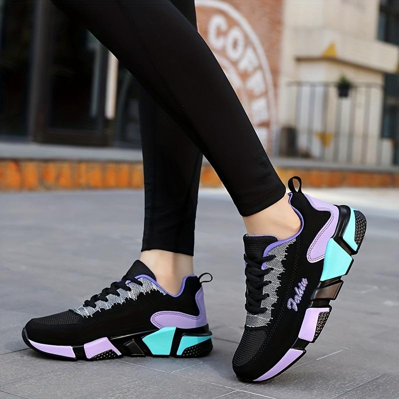 Women's Colorblock Sports Shoes, Casual Lace Up Low Top Running Sneakers, All-Match Breathable Walking Trainers