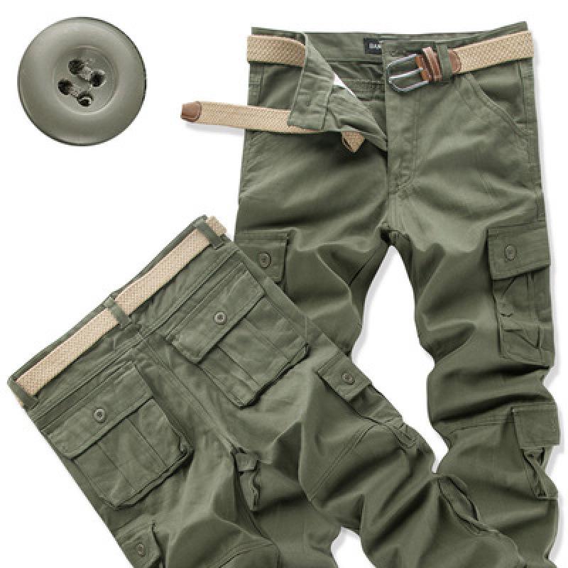 Men's Loose Fit Cotton Tactical Pants with Multi-Pockets