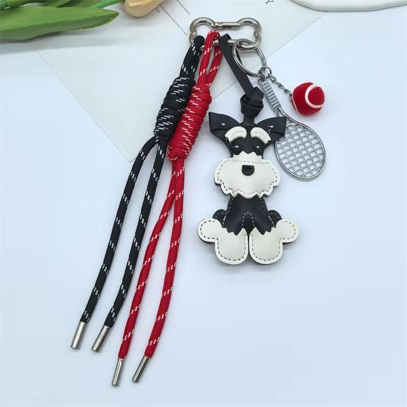 Bag Charm Cute Schnauzer Dog Bag Pendant Creative Nylon Woven Rope Sports Phone Case Hanging Car Decorative