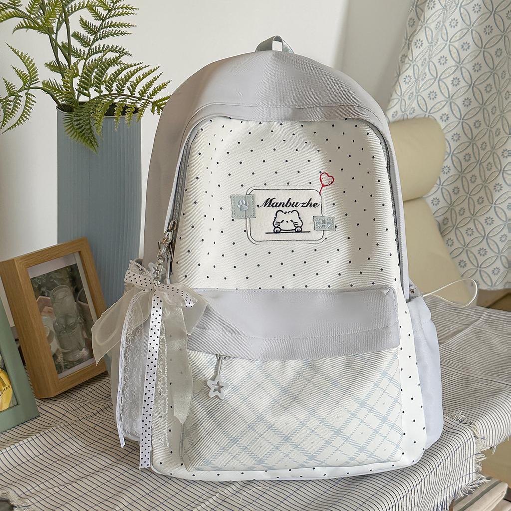 Schoolbag New Cute Cat Backpack Female Elementary School Bag Large Capacity Simple Commuter Backpack Junior High School Student