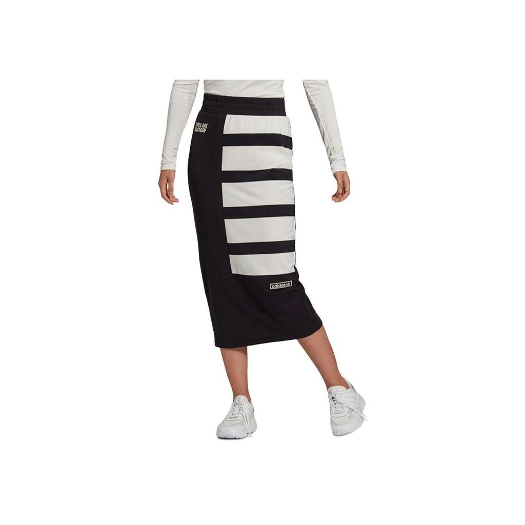 Adidas Originals Sports Lifestyle Serie Bodycon Bequem Logo Atmungsaktiv Lässig Langer Rock Damen Röcke Schwarz GU6977