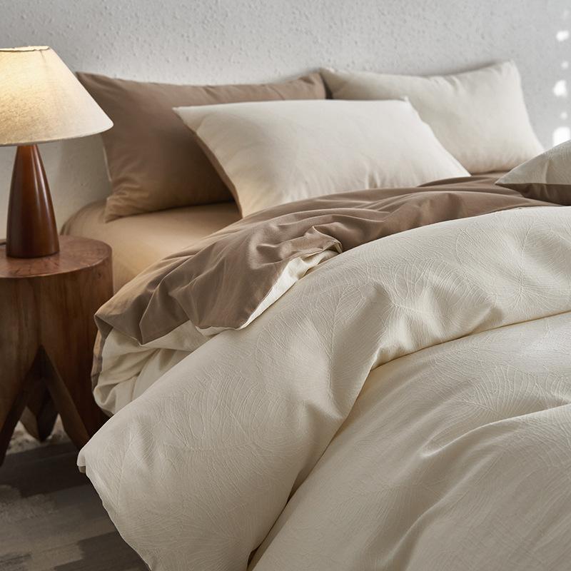 

Class A Maternal And Infant Grade Xinjiang Long-Staple Cotton Abraded4-Pcs Set Cotton Color-Woven Jacquard Quilt Cover Thickened Pure Cotton 1.2 m 3pc quilt 1.5*2m