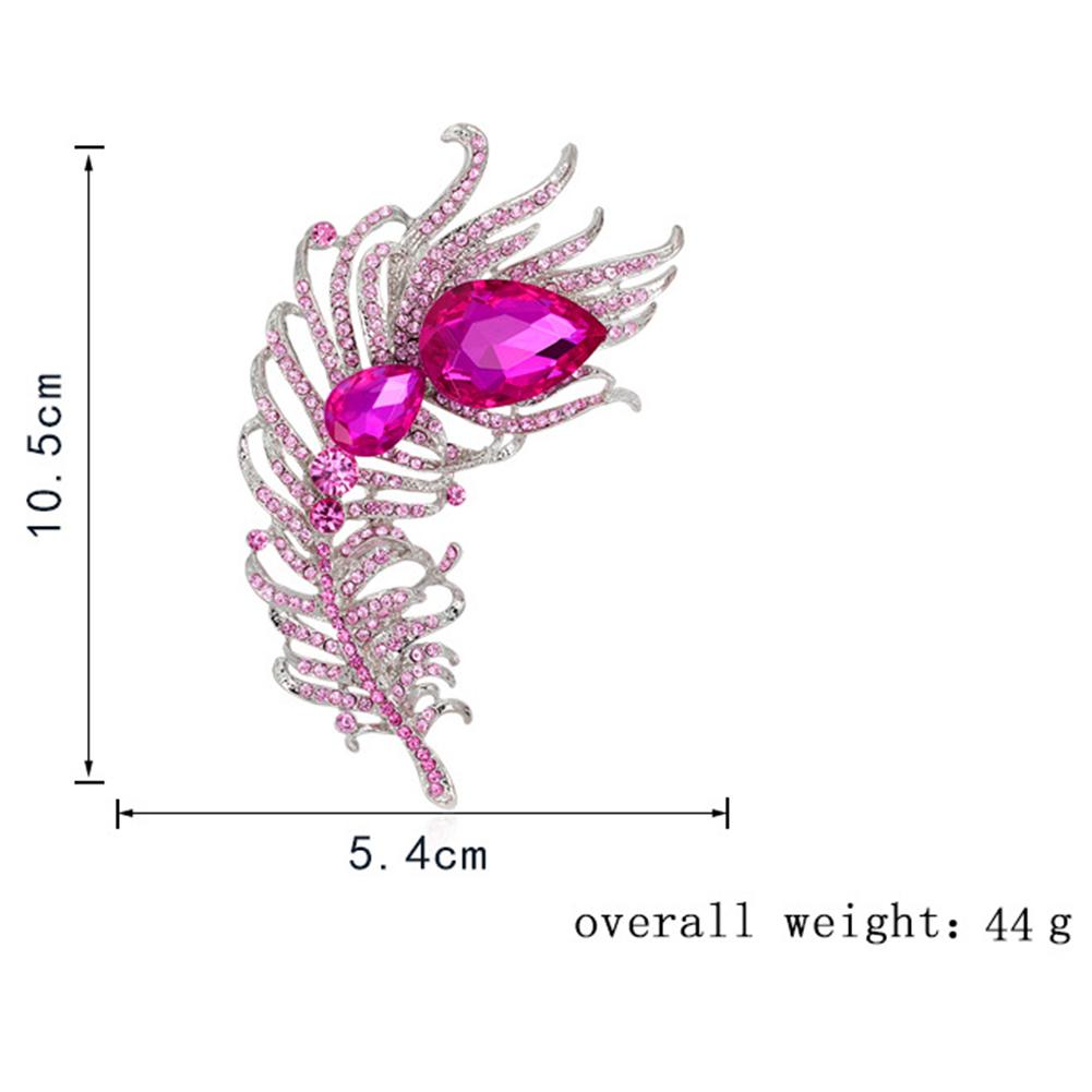 Women Girls Xmas Gift Refined Brooches Peacock Feather Pattern Breastpin with Shimmer Rhinestone