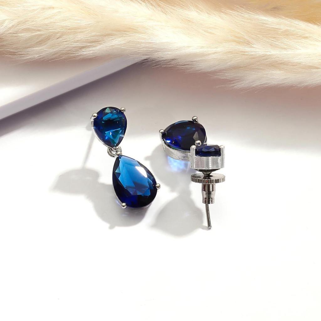 Necklace Set Rhodium Plated Crystal Studded Stylish Jewellery Gift for Women & Girls