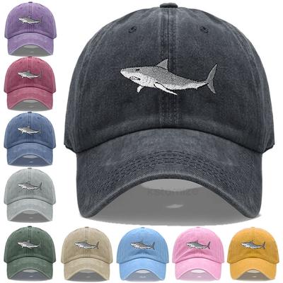 Tierhai Stickerei Baseballkappe Für Damen Herren Mode Verstellbar Gewaschene Baumwolle Dad Hat Unisex Klassische Golfkappen